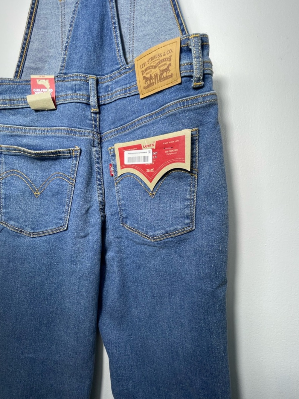 Levi's Girls Denim Overalls Blue Size 12 Stretch Adjustable Straps Pockets NWT - Picture 10 of 15